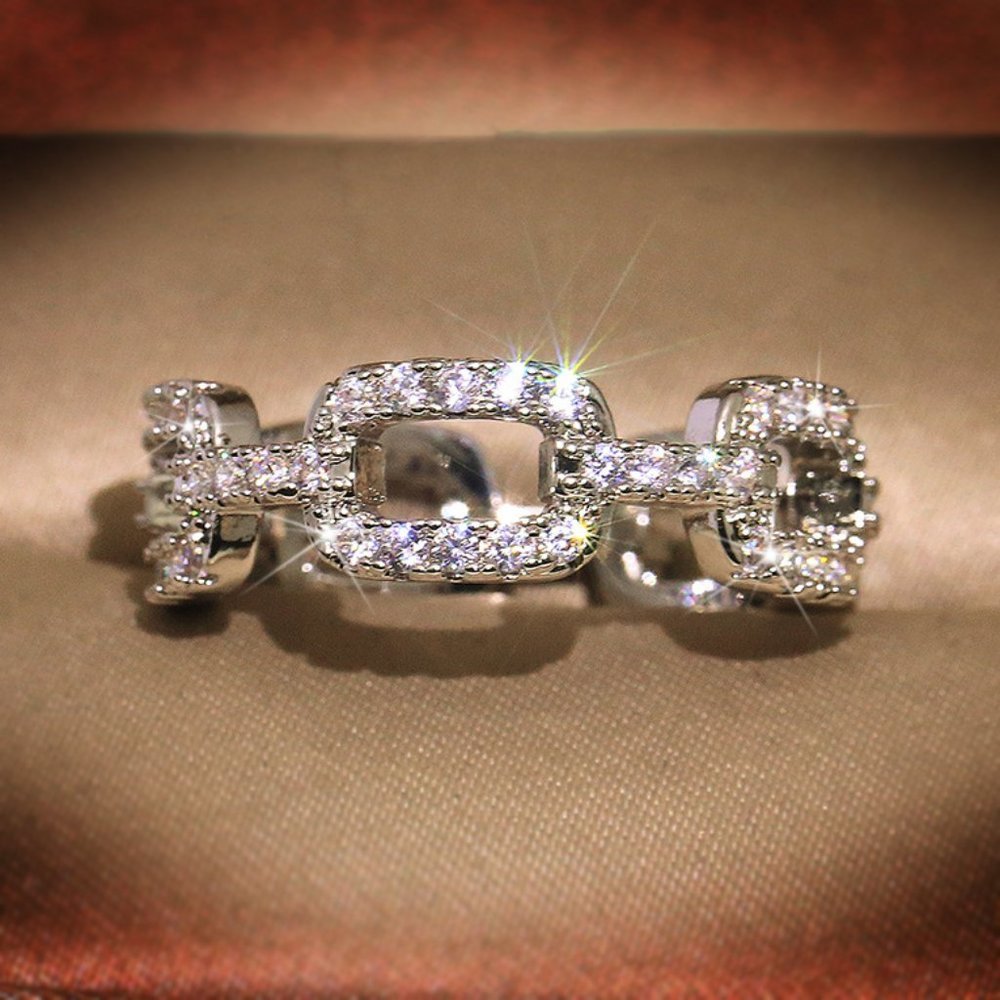 NEW Silver Diamond Link Eternity Ring - Picture 2 of 4